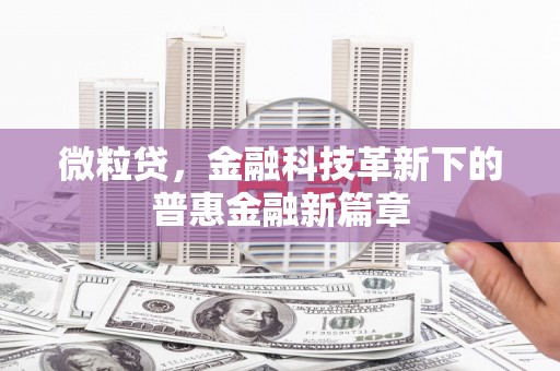 锡林浩特微粒贷，金融科技革新下的普惠金融新篇章
