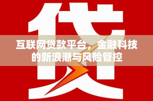 蔡甸互联网贷款平台，金融科技的新浪潮与风险管控